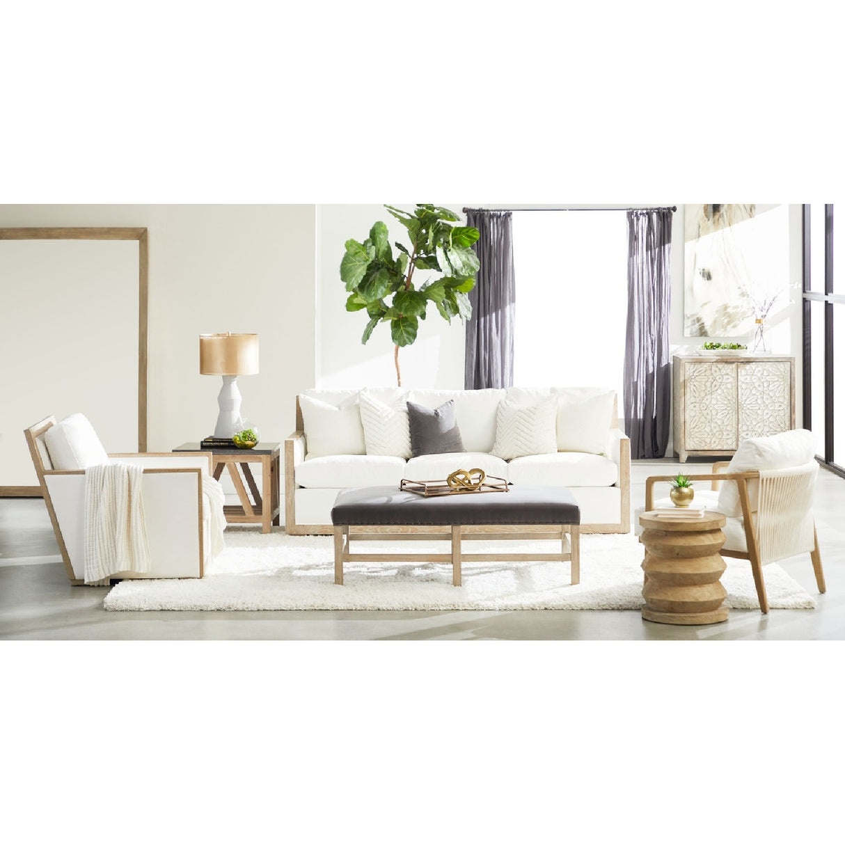   Pine Wood Cylindrical Accent Table | Oroa.com