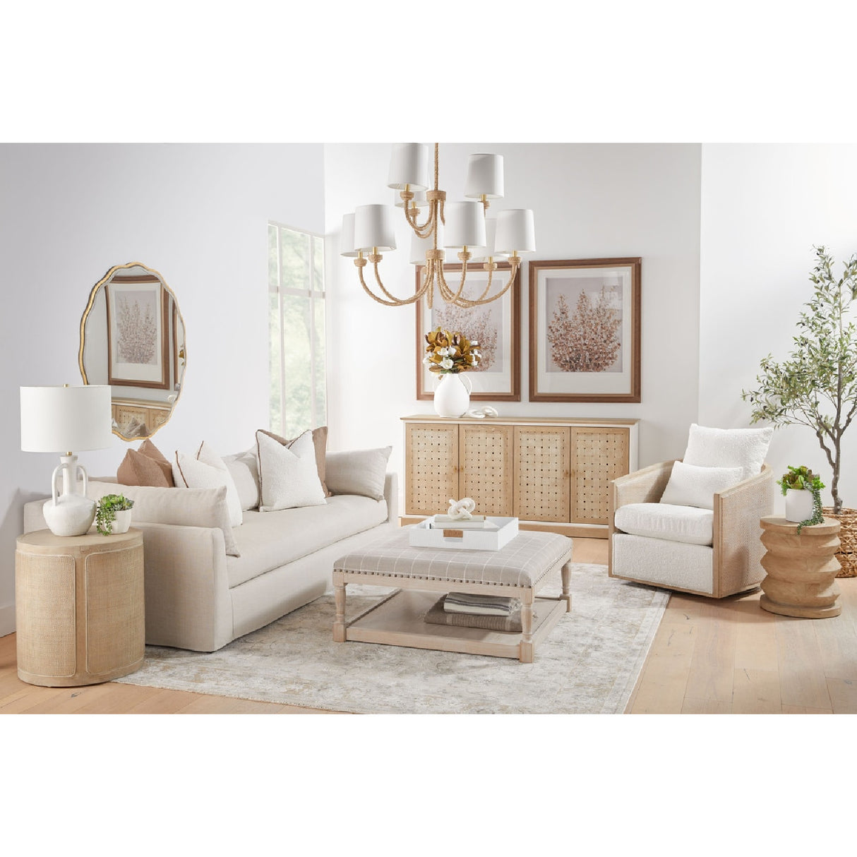   Pine Wood Cylindrical Accent Table | Oroa.com