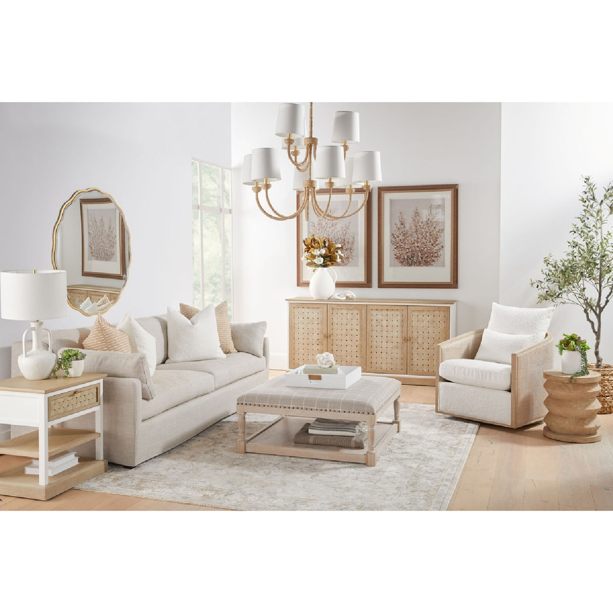   Pine Wood Cylindrical Accent Table | Oroa.com