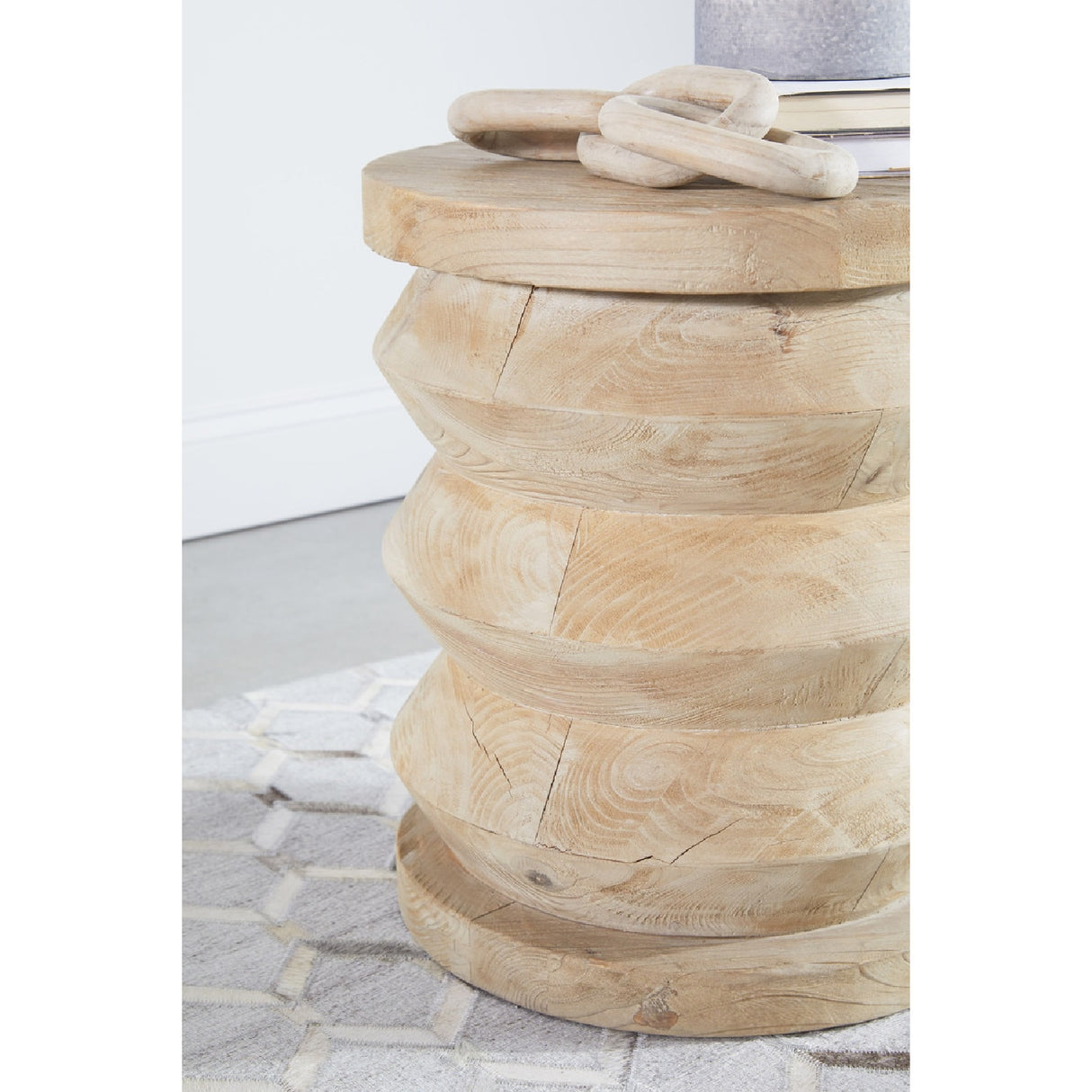   Pine Wood Cylindrical Accent Table | Oroa.com