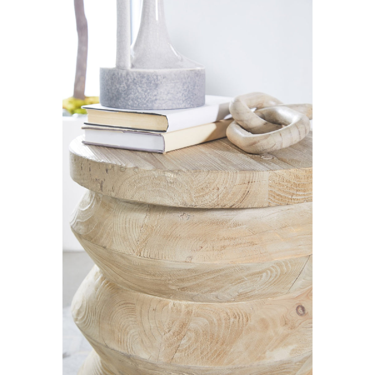   Pine Wood Cylindrical Accent Table | Oroa.com
