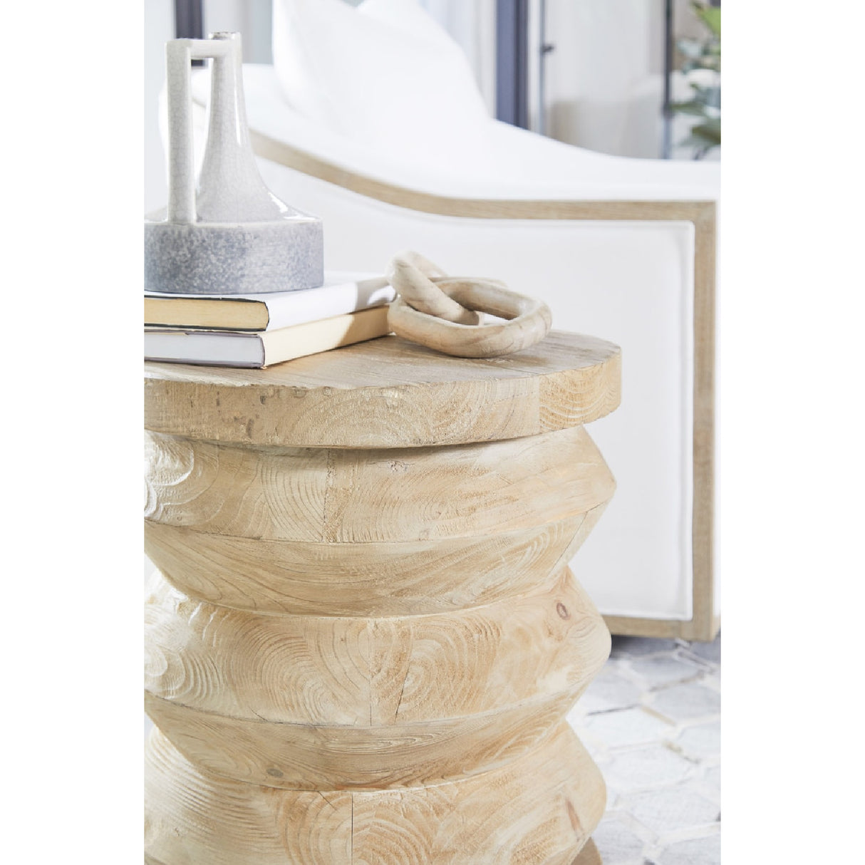   Pine Wood Cylindrical Accent Table | Oroa.com