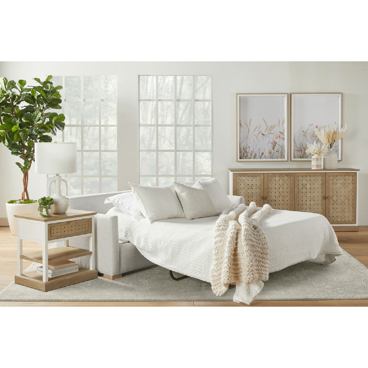   4-Door Woven Style Oak Sideboard | Oroa.com