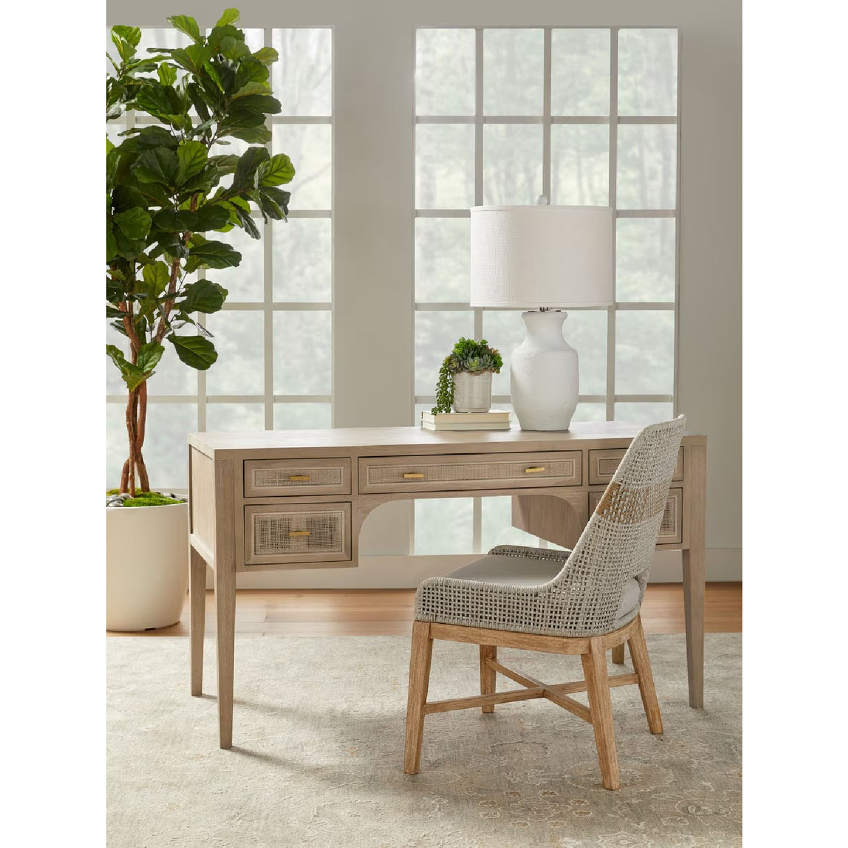   Gray Oak 5-Drawer Desk | Oroa.com