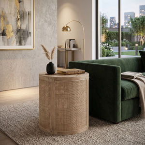   Gray Oak Cylindrical End Table | Oroa.com