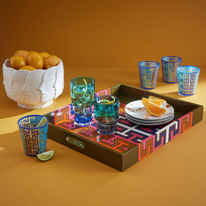   Blue Patterned Glassware Set (4) | Oroa.com