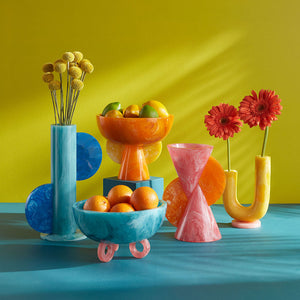   Orange Marbleized Pedestal Bowl | Oroa.com