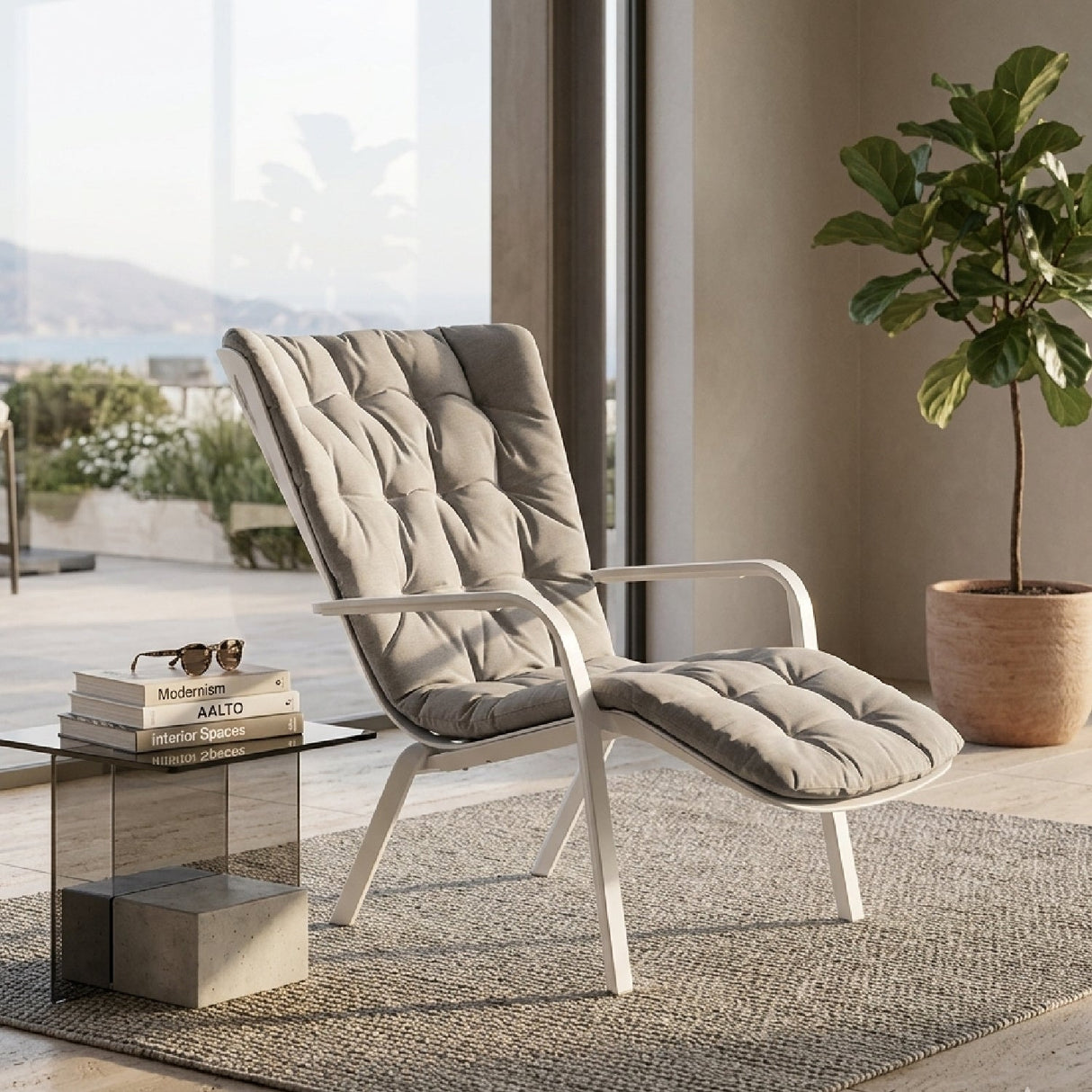   Square Perforated Reclining Outdoor Armchair | Oroa.com