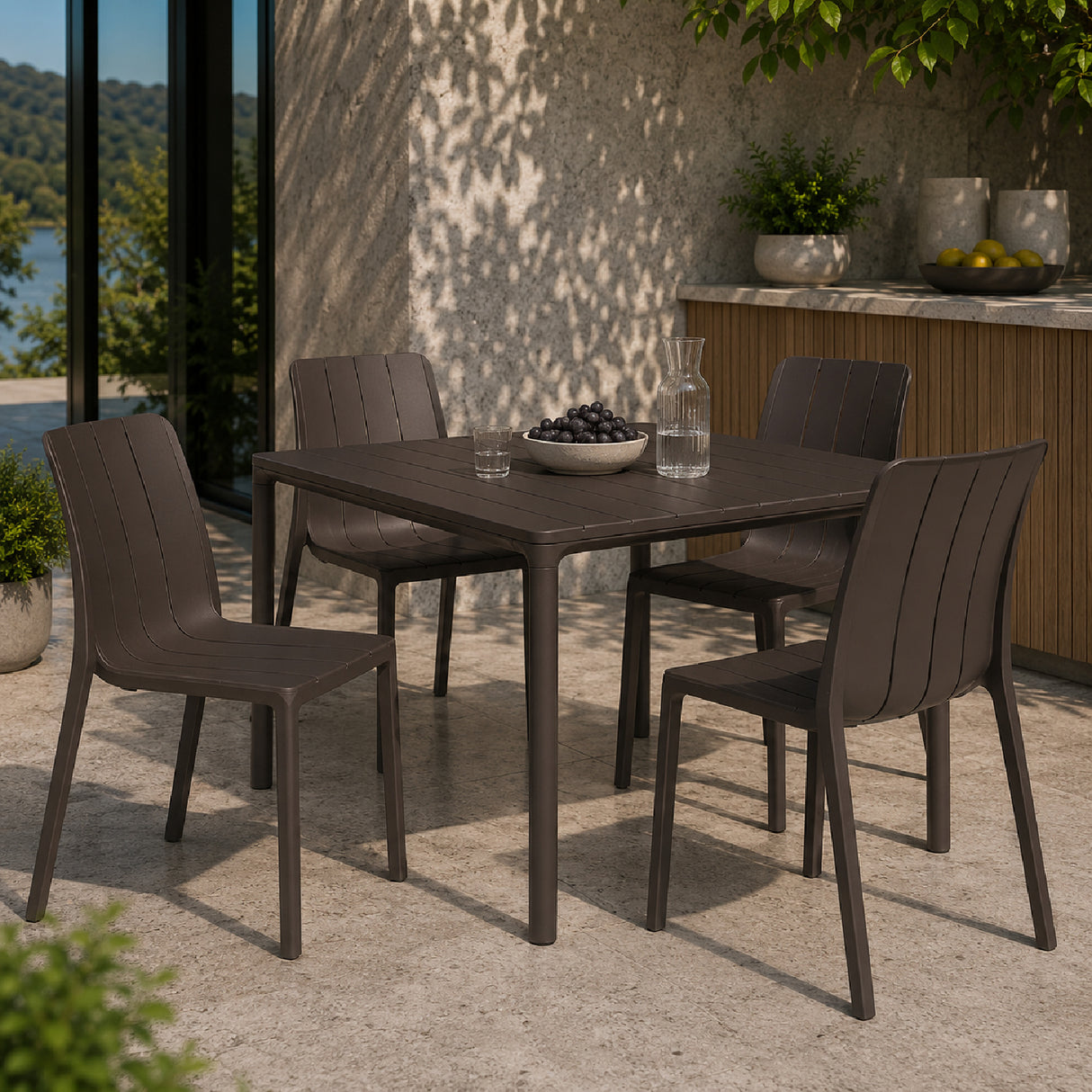   Regenerated Terra-Colored Outdoor Dining Chair | Oroa.com