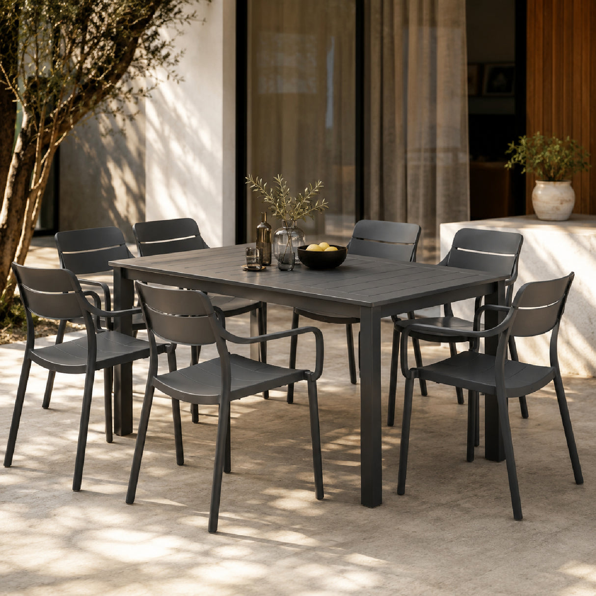   Regenerated Fiberglass Outdoor Dining Armchair | Oroa.com