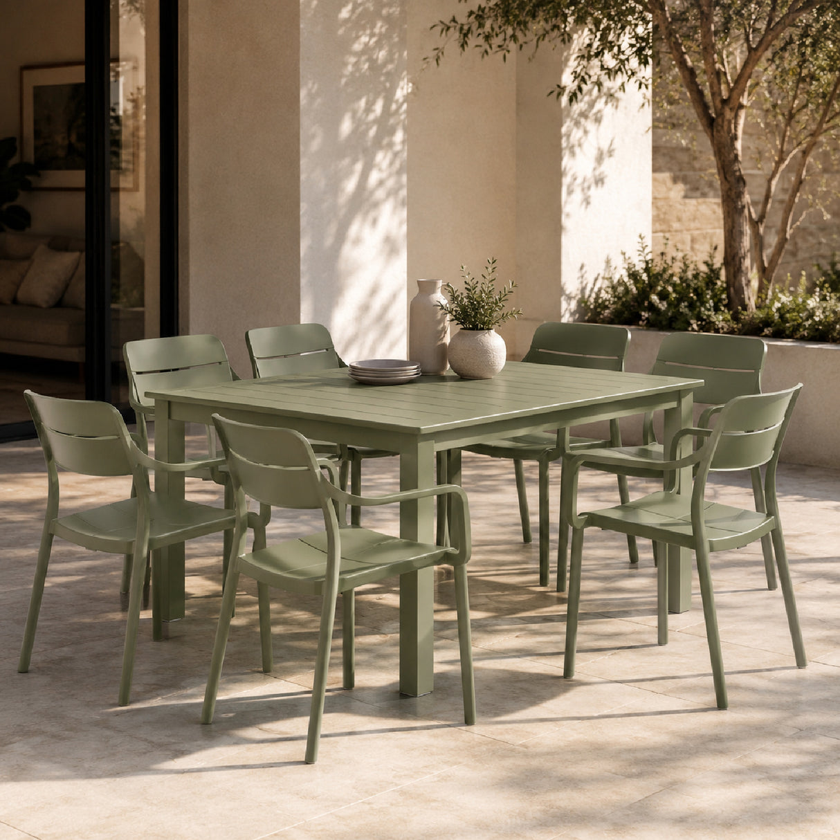   Regenerated Fiberglass Outdoor Dining Armchair | Oroa.com