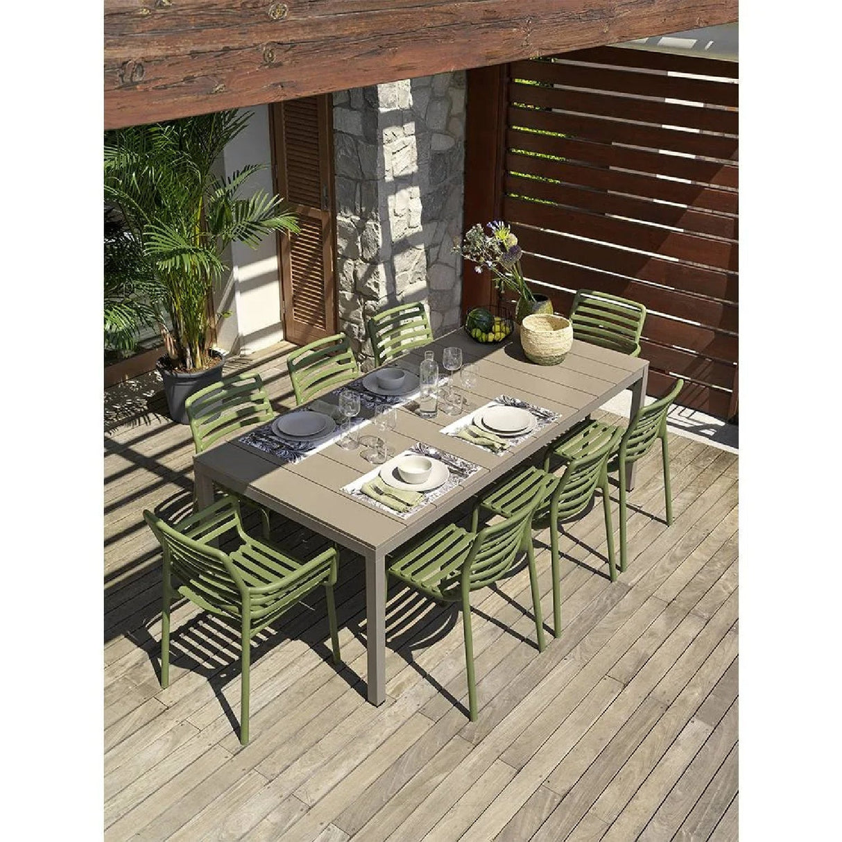   Slatted Outdoor Monobloc Dining Armchair | Oroa.com