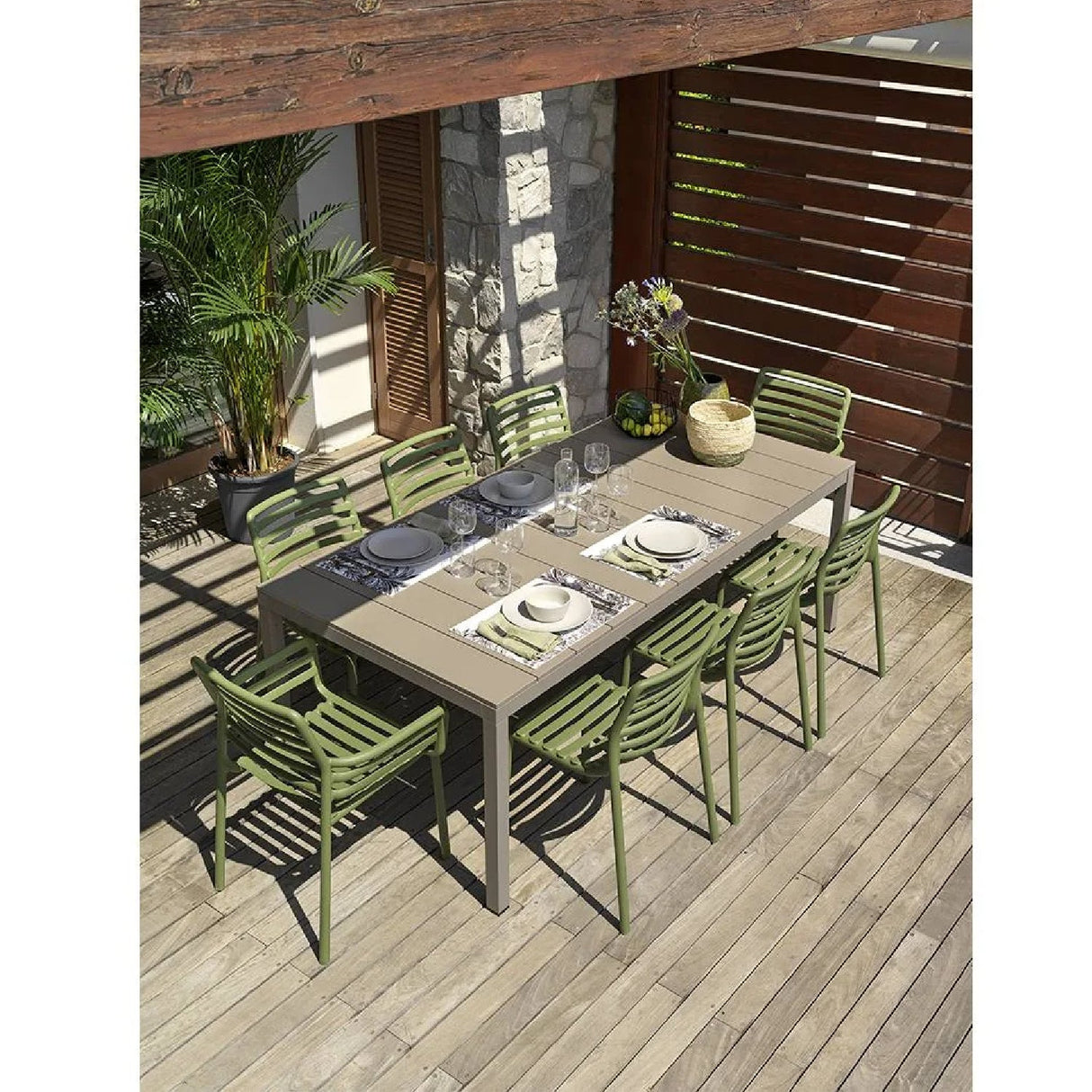   Slatted Outdoor Monobloc Dining Armchair | Oroa.com
