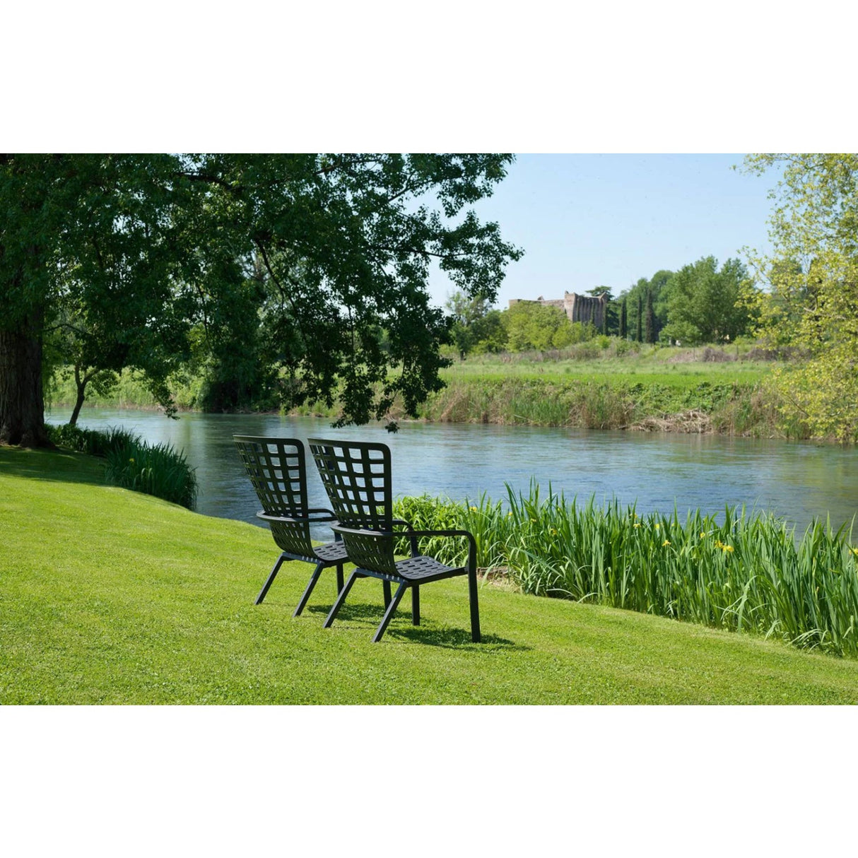   Square Perforated Reclining Outdoor Armchair | Oroa.com