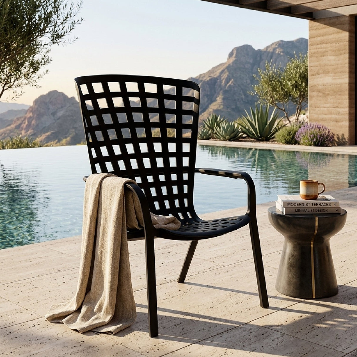   Square Perforated Reclining Outdoor Armchair | Oroa.com