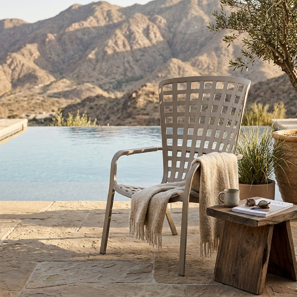  Square Perforated Reclining Outdoor Armchair | Oroa.com