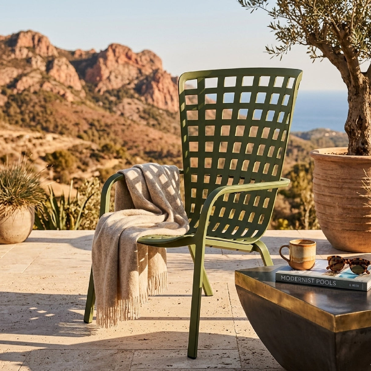   Square Perforated Reclining Outdoor Armchair | Oroa.com
