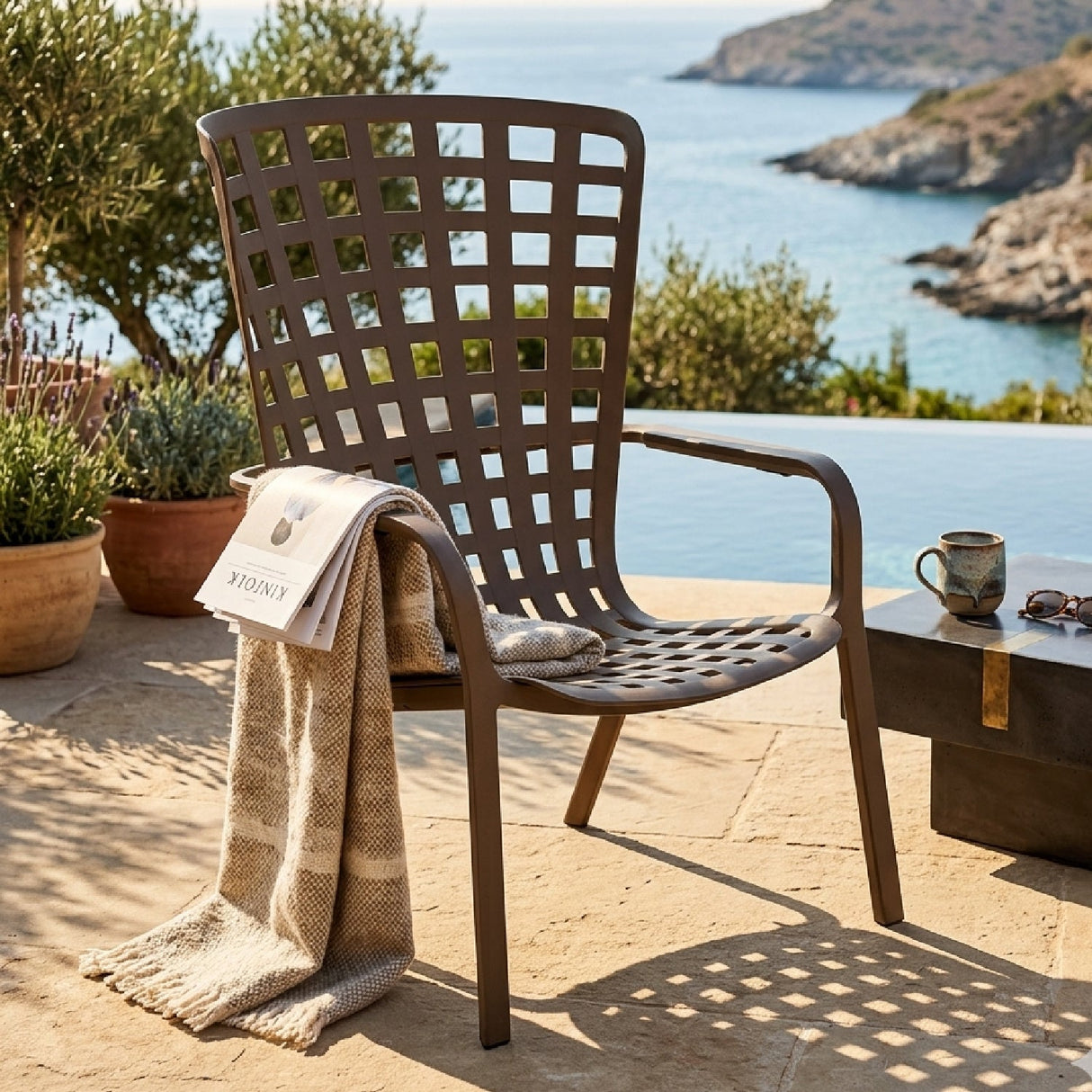   Square Perforated Reclining Outdoor Armchair | Oroa.com