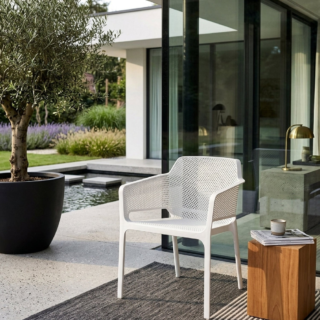   Square Perforated Outdoor Dining Armchair | Oroa.com
