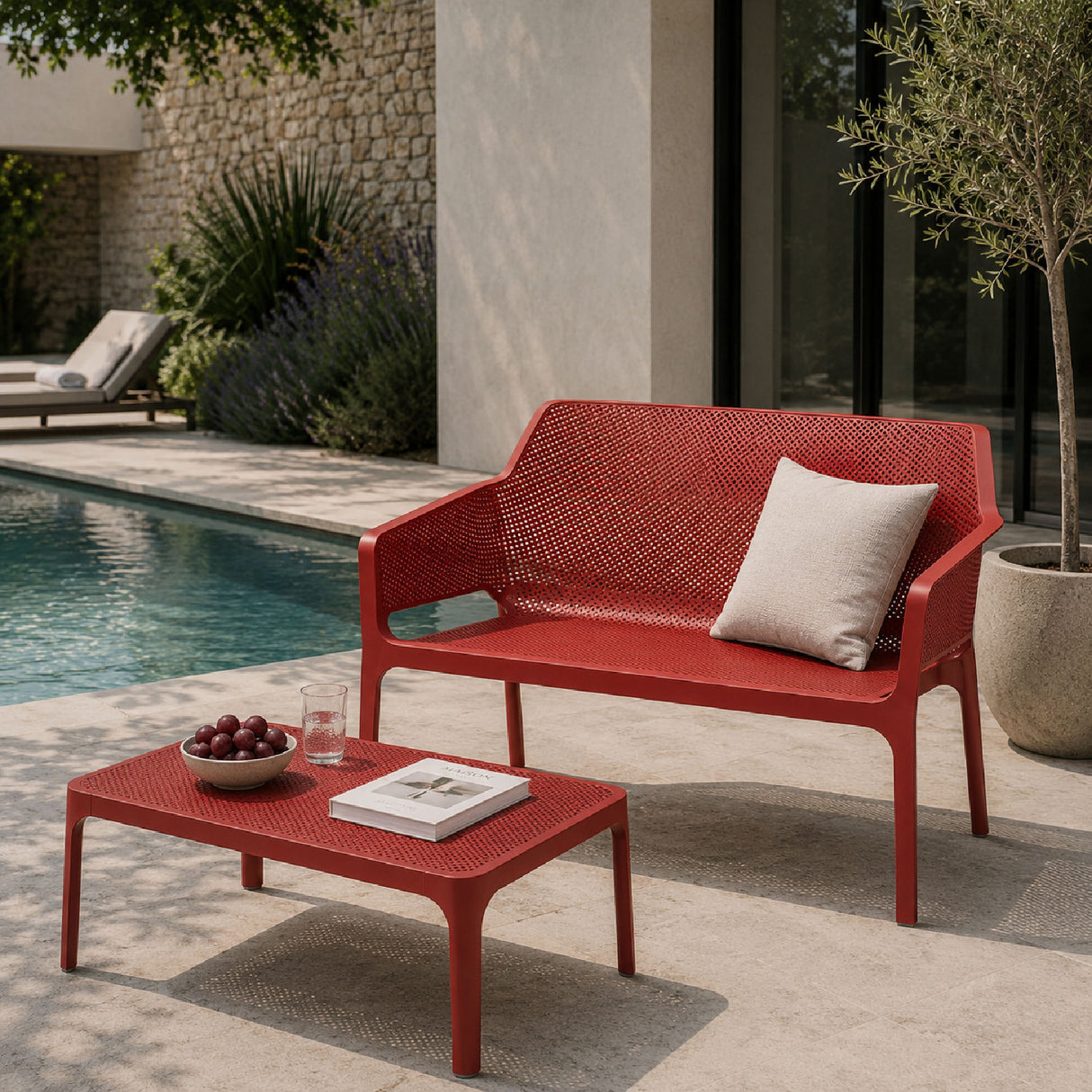   Outdoor Perforated 2-Seater Bench | Oroa.com
