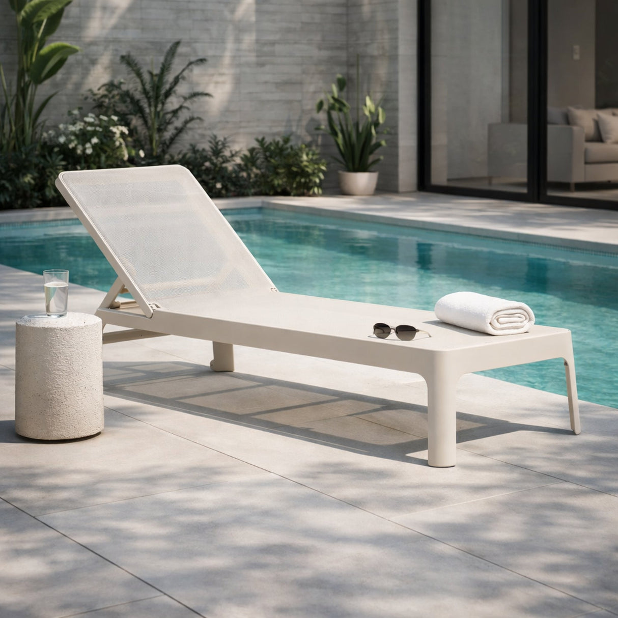  Stackable Fiberglass Outdoor Chaise Lounge | Oroa.com