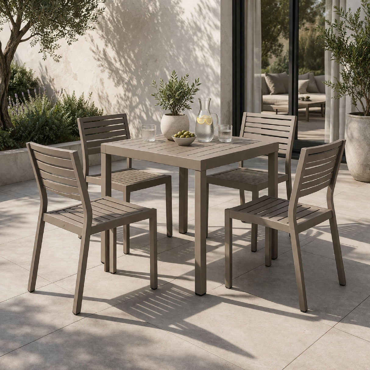   Square Slatted Outdoor Dining Table | Oroa.com