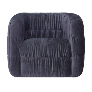   Blue Ruched Chenille Swivel Chair | Oroa.com