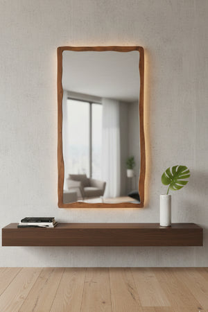   Modern European furniture - Brown Acacia Wood Mirror - www.oroa.com | Oroa.com