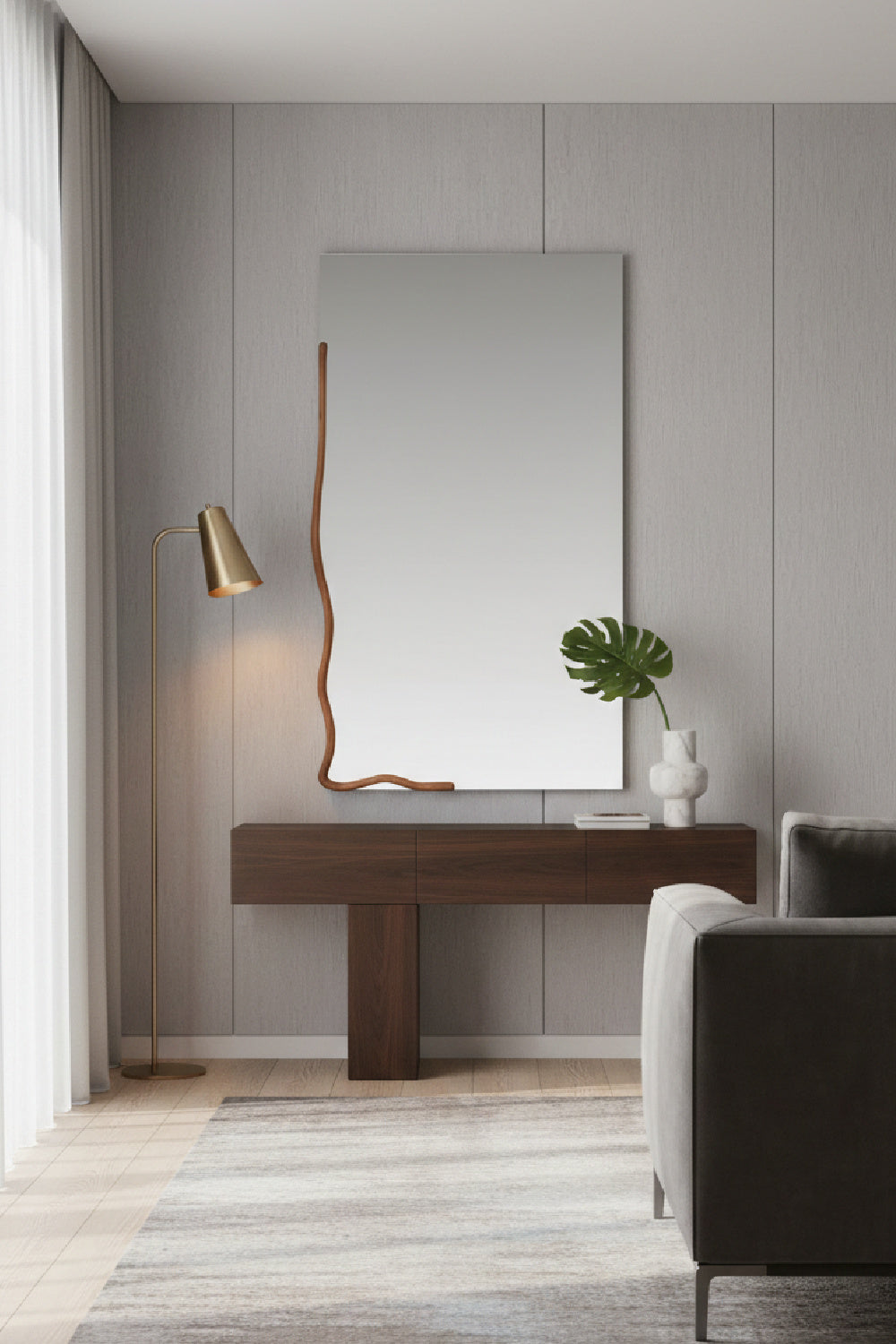   Modern European furniture - Acacia Squiggle Mirror L - www.oroa.com | Oroa.com