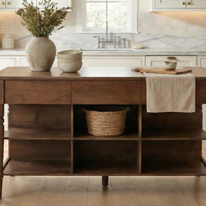   Modern European furniture - Acacia 3-Drawer Kitchen Island - www.oroa.com | Oroa.com