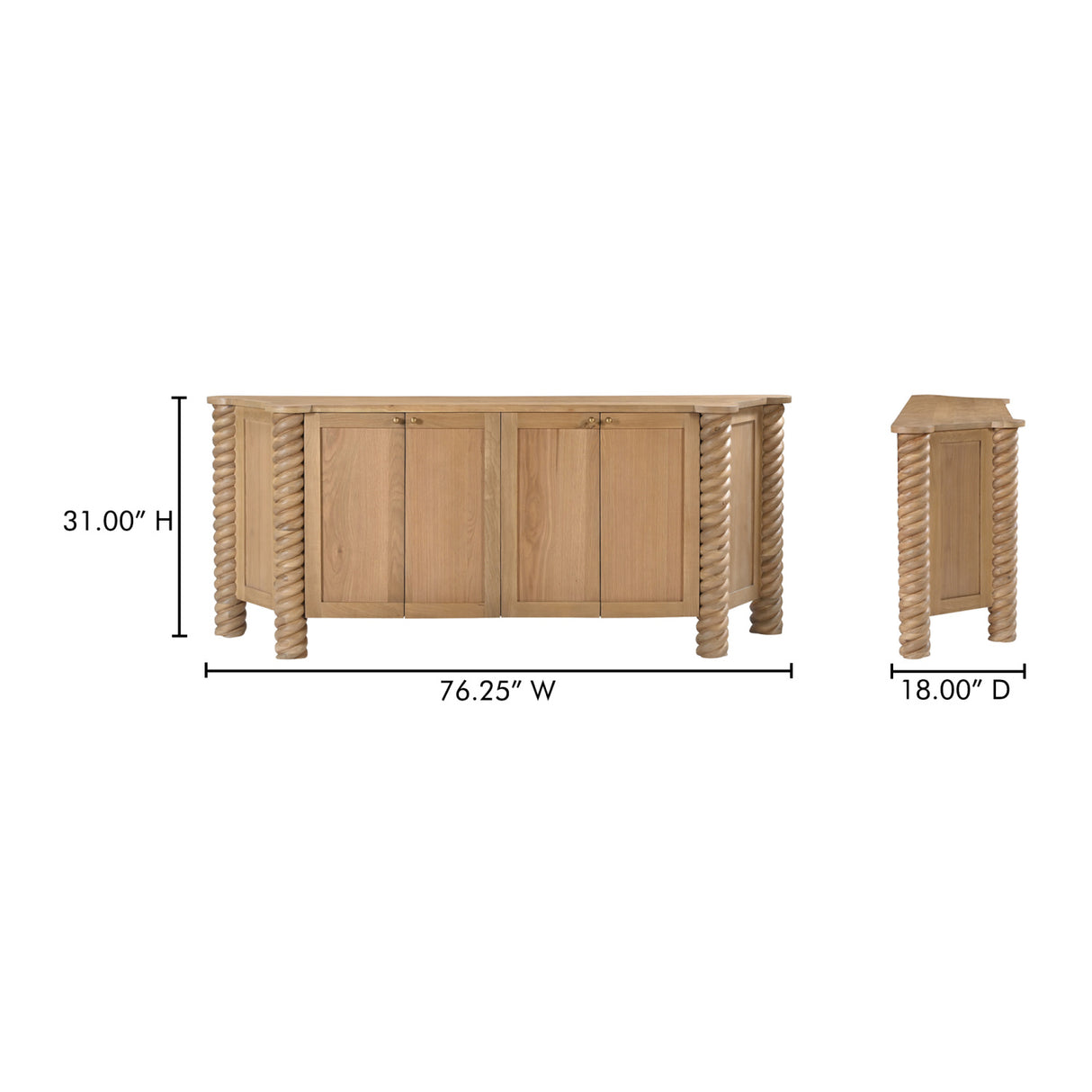   Modern European furniture - Oak Turned-Leg 4-Door Sideboard - www.oroa.com | Oroa.com