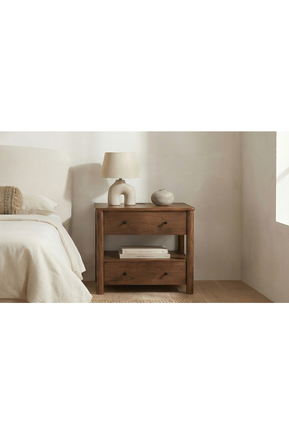   Modern European furniture - 2-Drawer Wooden Charging Nightstand - www.oroa.com | Oroa.com
