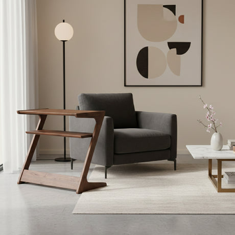   Modern European furniture - Matte Walnut Z-Shaped Accent Table - www.oroa.com | Oroa.com