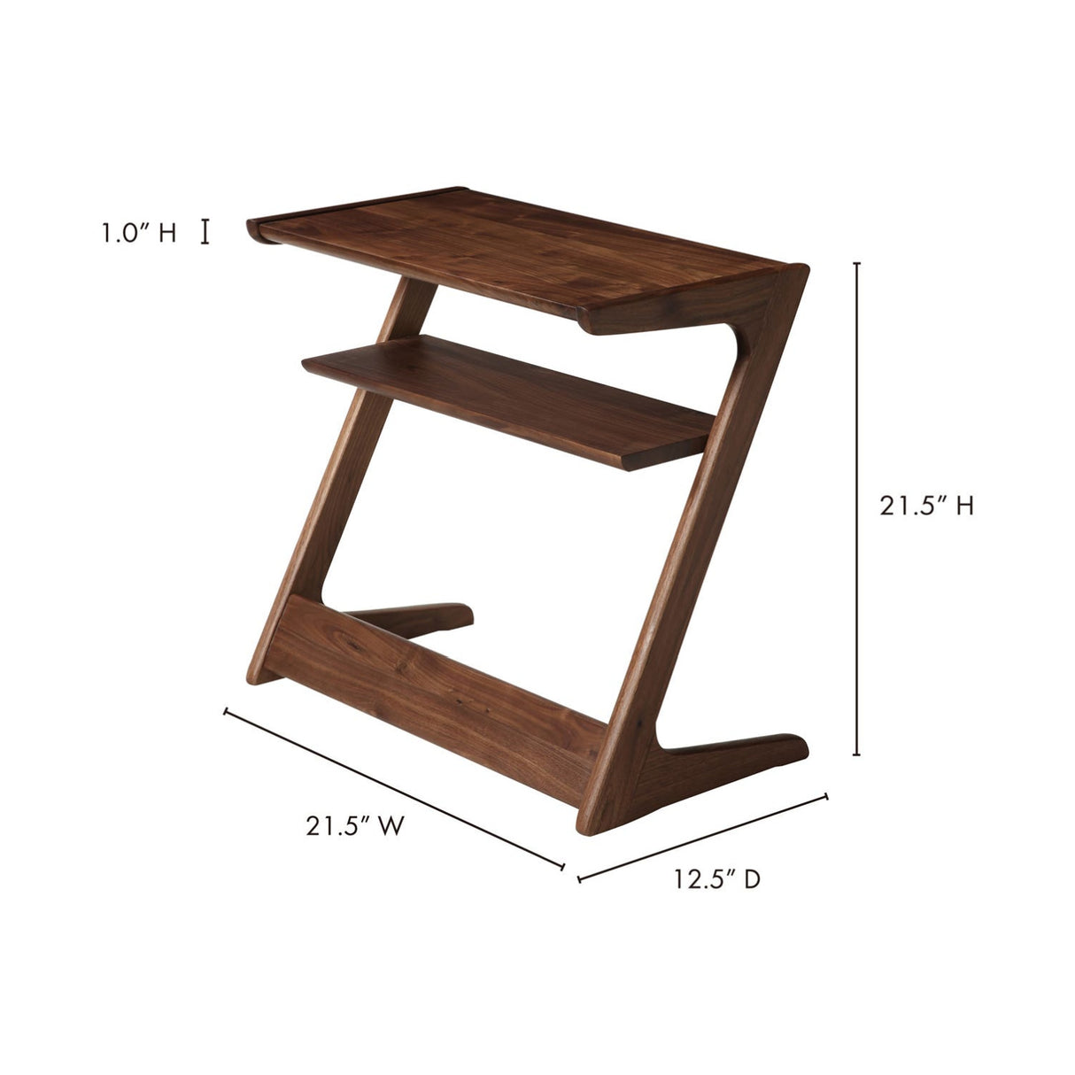   Modern European furniture - Matte Walnut Z-Shaped Accent Table - www.oroa.com | Oroa.com