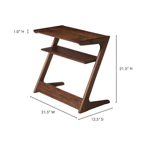   Modern European furniture - Matte Walnut Z-Shaped Accent Table - www.oroa.com | Oroa.com
