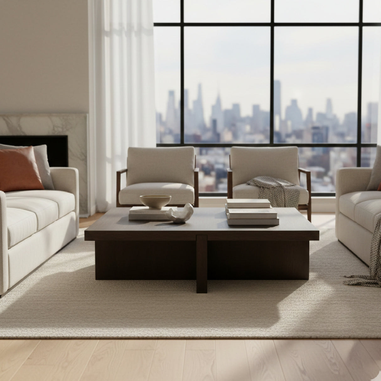   Modern European furniture - Oak Cross-Base Rectangular Coffee Table - www.oroa.com | Oroa.com