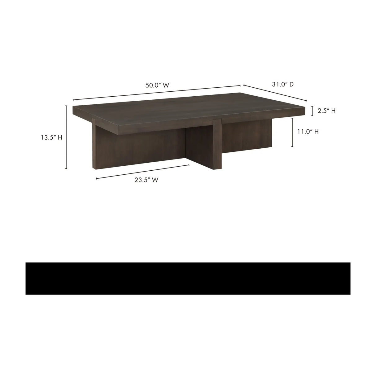   Modern European furniture - Oak Cross-Base Rectangular Coffee Table - www.oroa.com | Oroa.com