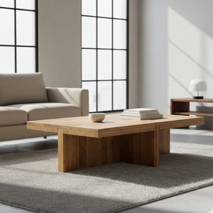   Modern European furniture - Oak Cross-Base Rectangular Coffee Table - www.oroa.com | Oroa.com
