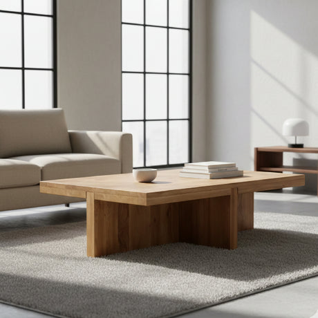   Modern European furniture - Oak Cross-Base Rectangular Coffee Table - www.oroa.com | Oroa.com