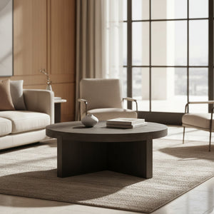   Modern European furniture - Oak Cross-Base Round Coffee Table - www.oroa.com | Oroa.com