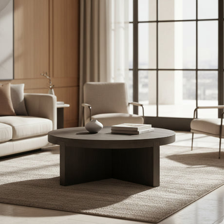   Modern European furniture - Oak Cross-Base Round Coffee Table - www.oroa.com | Oroa.com