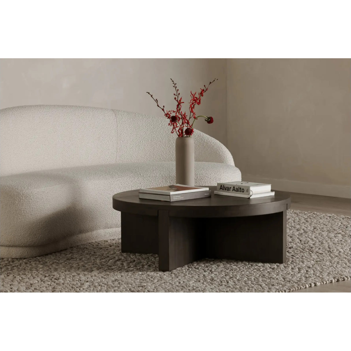   Modern European furniture - Oak Cross-Base Round Coffee Table - www.oroa.com | Oroa.com