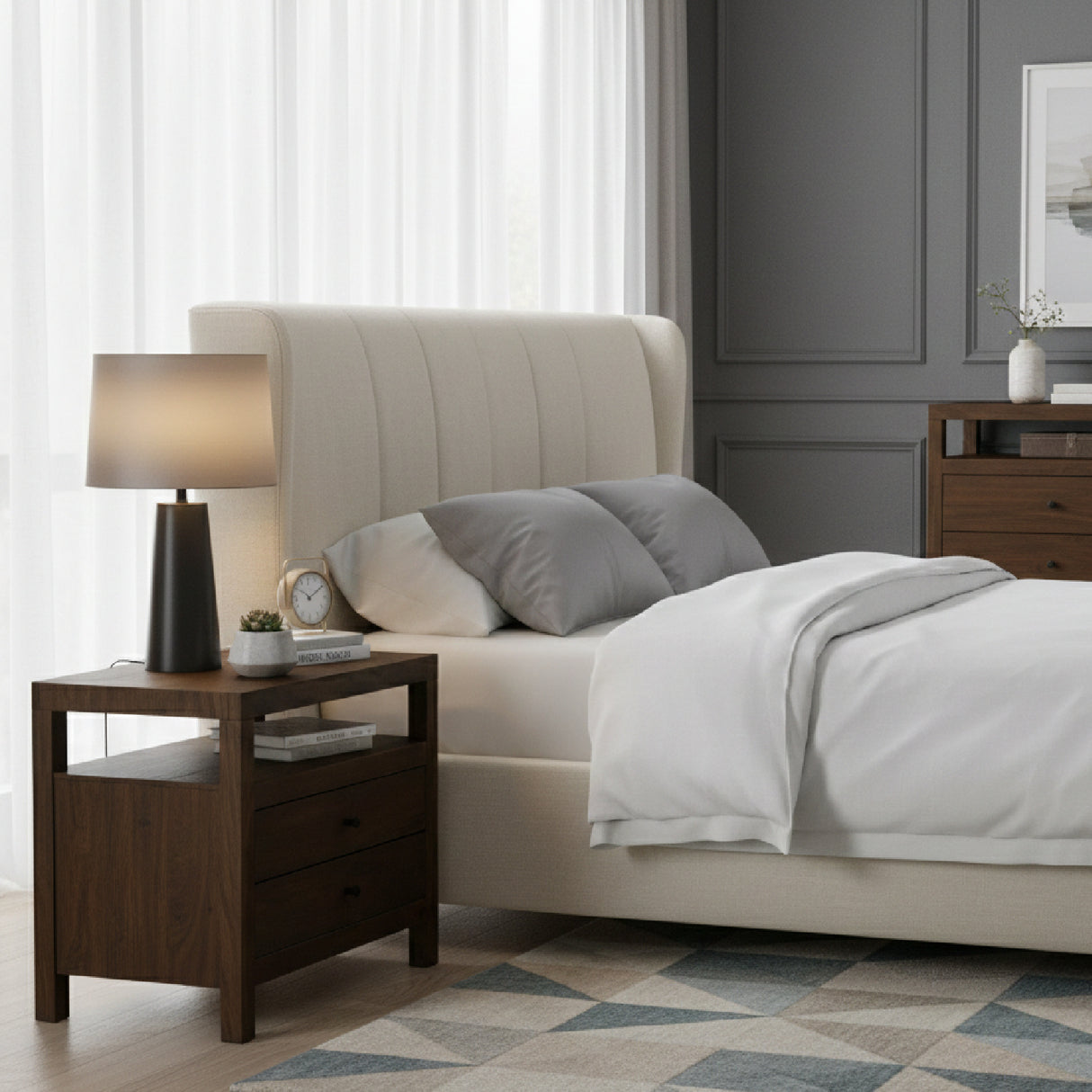   Modern European furniture - Brown Wooden 2-Drawer Nightstand - www.oroa.com | Oroa.com