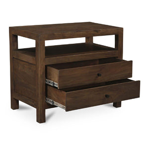   Modern European furniture - Brown Wooden 2-Drawer Nightstand - www.oroa.com | Oroa.com