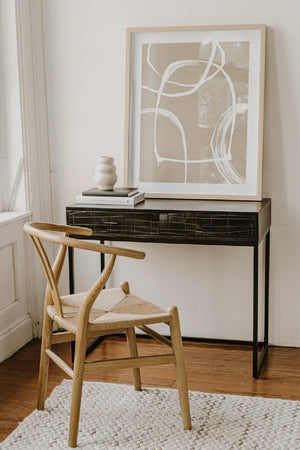   Modern European furniture - Patterned Solid Acacia 2-Drawer Desk - www.oroa.com | Oroa.com