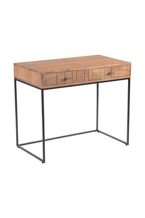   Modern European furniture - Patterned Solid Acacia 2-Drawer Desk - www.oroa.com | Oroa.com