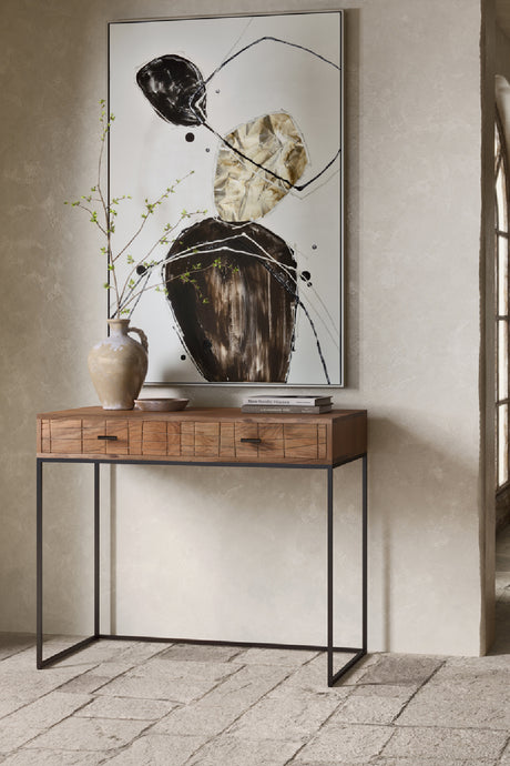   Modern European furniture - Patterned Solid Acacia 2-Drawer Desk - www.oroa.com | Oroa.com