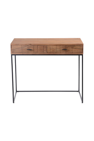   Modern European furniture - Patterned Solid Acacia 2-Drawer Desk - www.oroa.com | Oroa.com