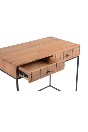   Modern European furniture - Patterned Solid Acacia 2-Drawer Desk - www.oroa.com | Oroa.com