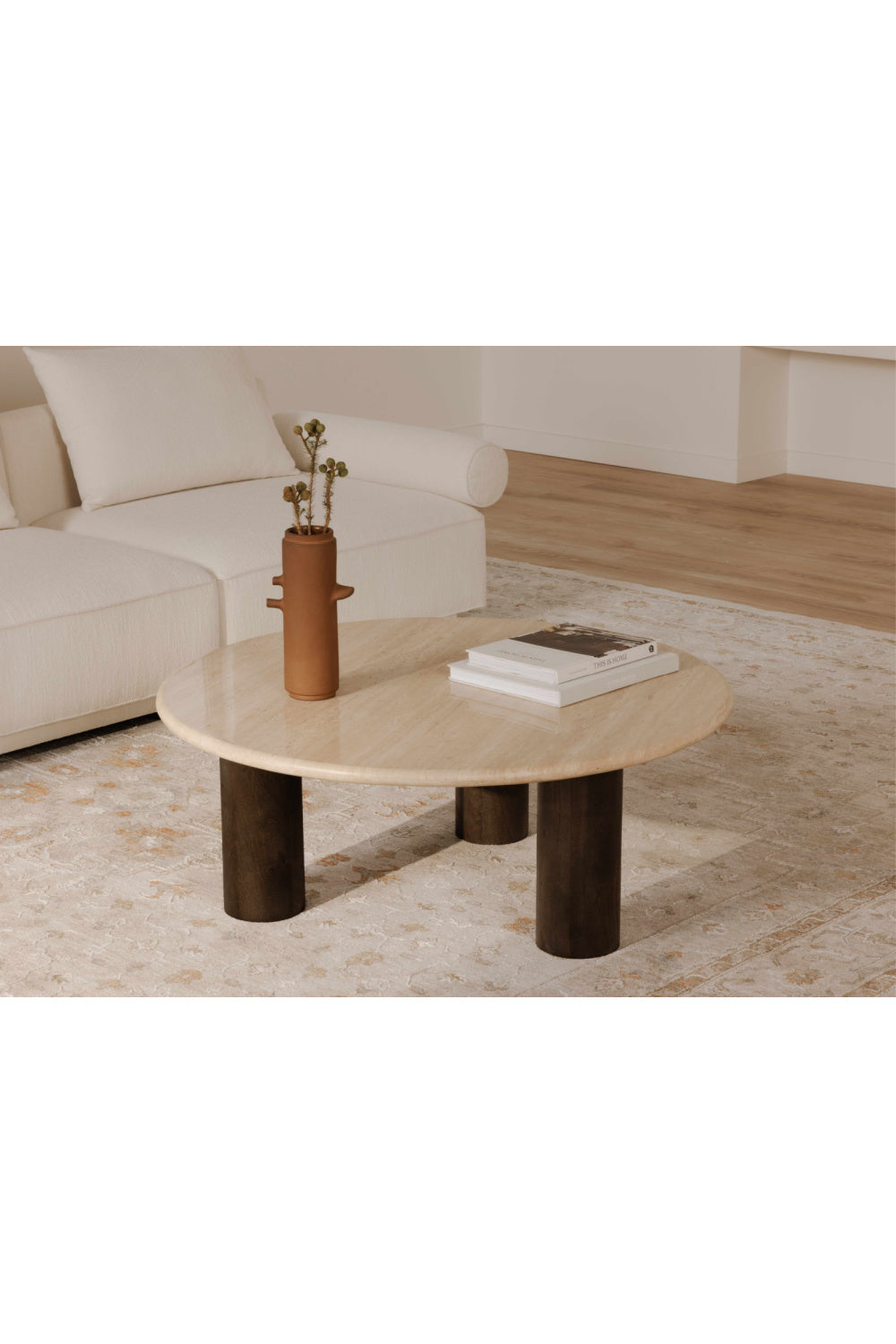   Modern European furniture - Beige Travertine Round Coffee Table - www.oroa.com | Oroa.com